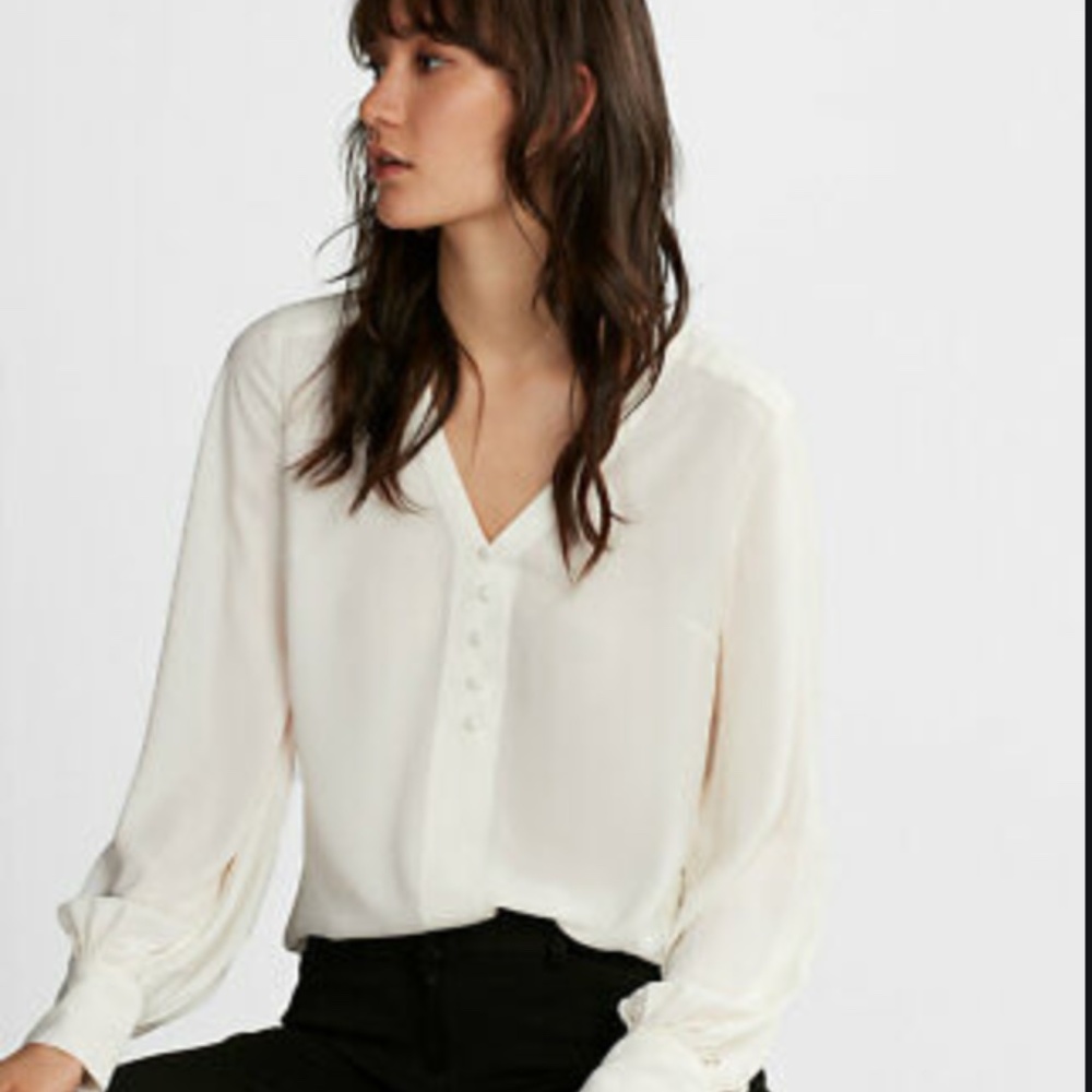 Button Front Blouson Sleeve Chelsea Popover